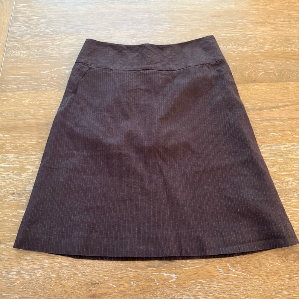 Banana Republic Brown A-Line Flax Linen Blend Skirt size 2 - Picture 1 of 6